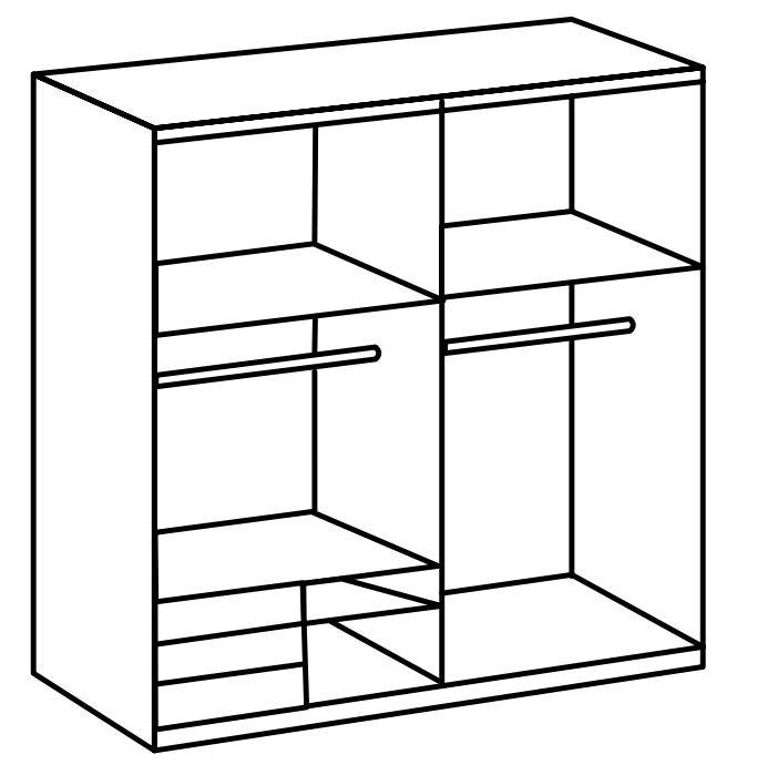 Skriňa s posuvnými dverami LEVEL 200 - biela s vysokým leskom/grafitová, Modern, kov/kompozitné drevo (200/216/65cm) - MID.YOU