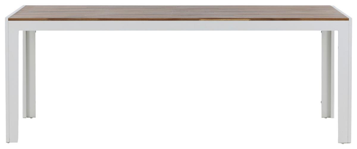 Gartentisch Bois - Weiß/Akaziefarben, KONVENTIONELL, Holz/Metall (200/100/76cm) - Gardenson