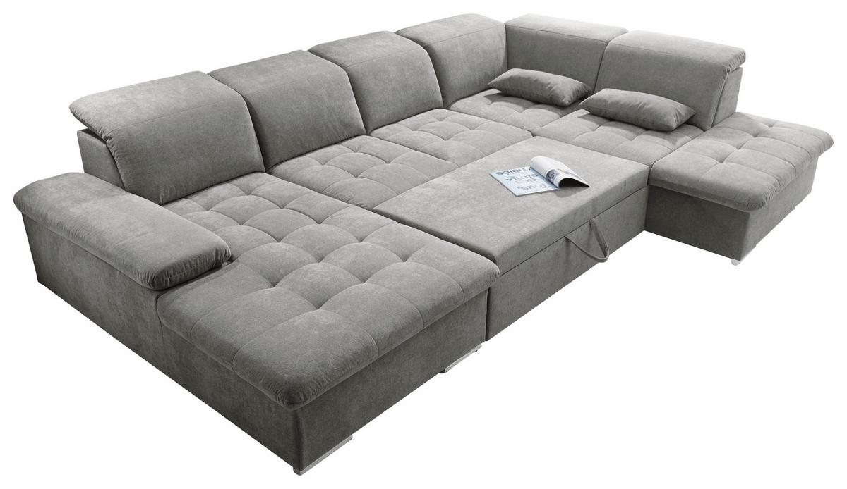 Sedací souprava WAYNE U - barvy stříbra/jílová barva, Konvenční, textil/plast (188/340/240cm) - MID.YOU