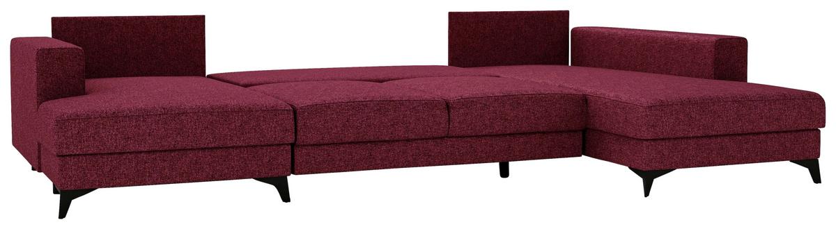 Wohnlandschaft Harvey mit Schlaffunktion Rot - Rot/Schwarz, Design, Textil (156/339/190cm) - Livetastic