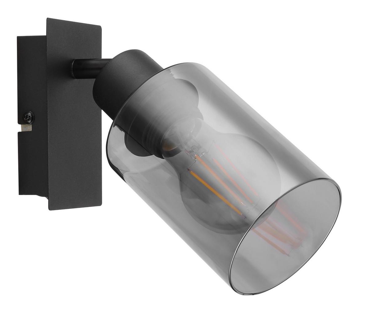 Strahler Hadera Schwarz B: 20 Cm - Schwarz, Design, Glas/Metall (9/20/18cm) - Globo