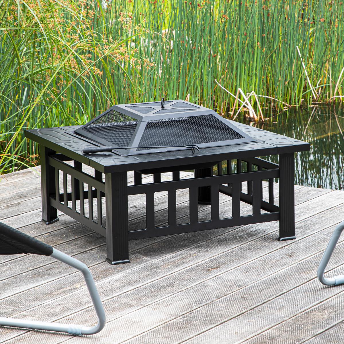 Feuerstelle Ø ca. 81 cm inkl. Schürhaken - Schwarz, Basics, Metall (81/45/81cm)