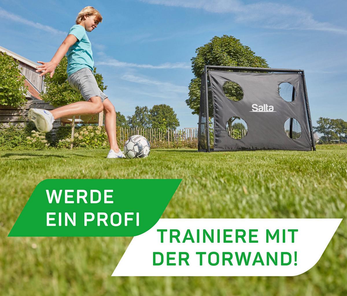 Fußballtor Salta Legend Mit Torwand - Schwarz, KONVENTIONELL, Kunststoff/Metall (220/170/80cm) - Salta