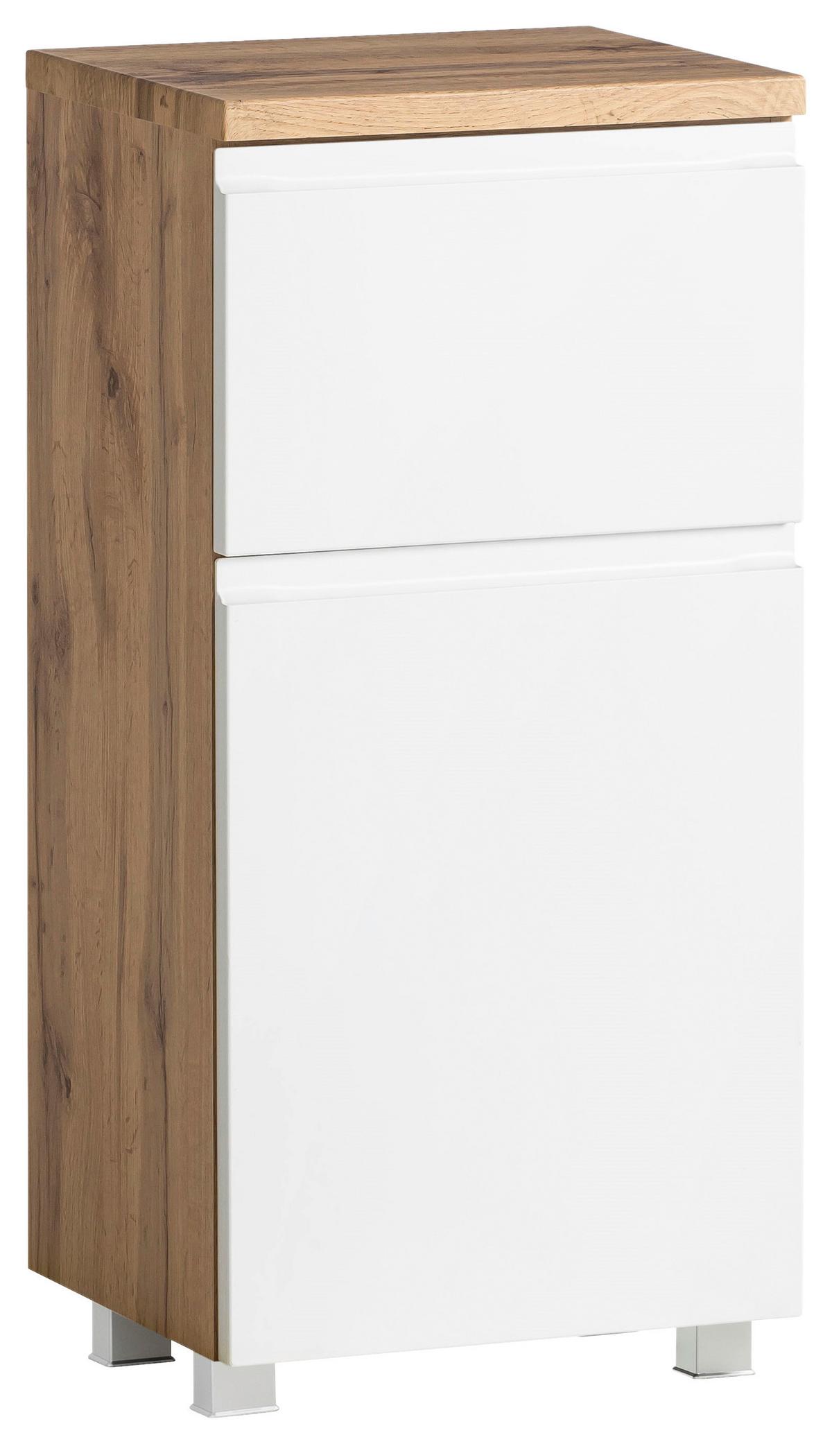 Badezimmer Unterschrank Varese BxH 40x79 cm Weiß/Holz Dekor - Eiche Wotan/Weiß, MODERN, Holzwerkstoff (40/79/35cm) - Held