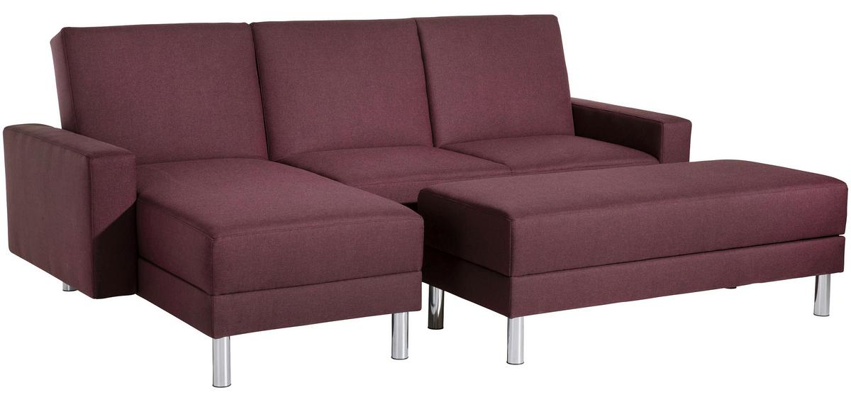 Ecksofa Mit Schlaffunktion Just Fashion, Dunkelrot - Chromfarben/Dunkelrot, KONVENTIONELL, Textil (152/230cm) - Max Winzer
