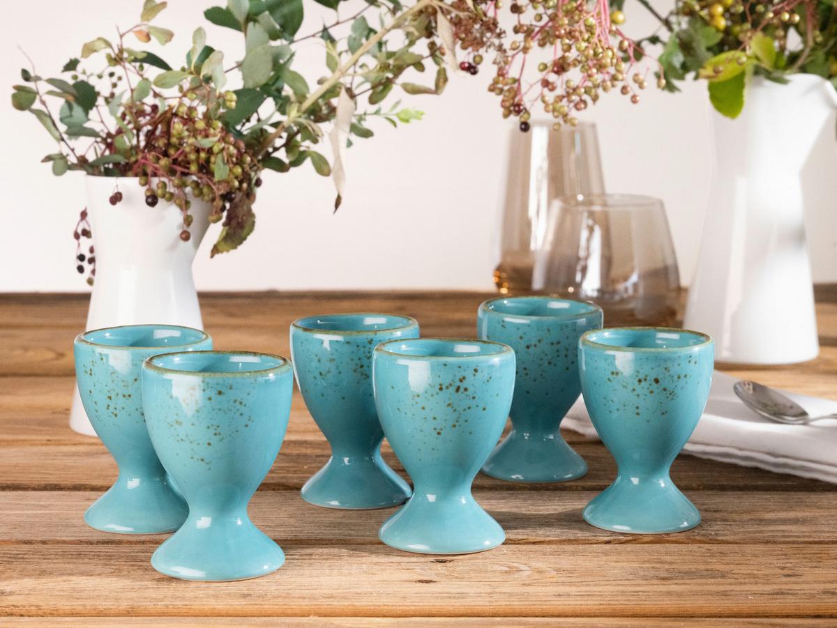 SADA KALÍŠKOV NA VAJÍČKA NATURE COLLECTION - tyrkysová, Trend, keramika (5,5cm) - Creatable