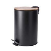 Pedálos Szemetes Asel Kb. 5liter - fekete, Konventionell, műanyag/fa (20,5/26cm) - James Wood