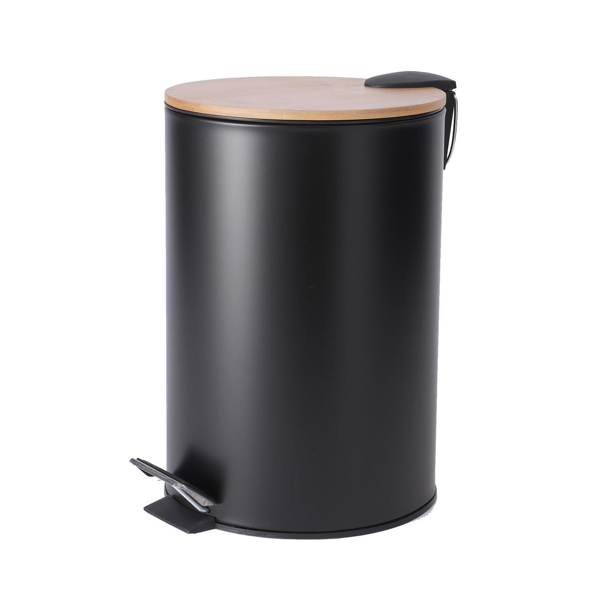 Pedálos Szemetes Asel Kb. 5liter - fekete, Konventionell, műanyag/fa (20,5/26cm) - James Wood