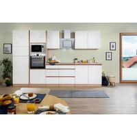 Küchenblock Lorena Küchenblock 335 cm - Weiß Hochglanz/Eichefarben, Basics, Holzwerkstoff (335cm) - Respekta