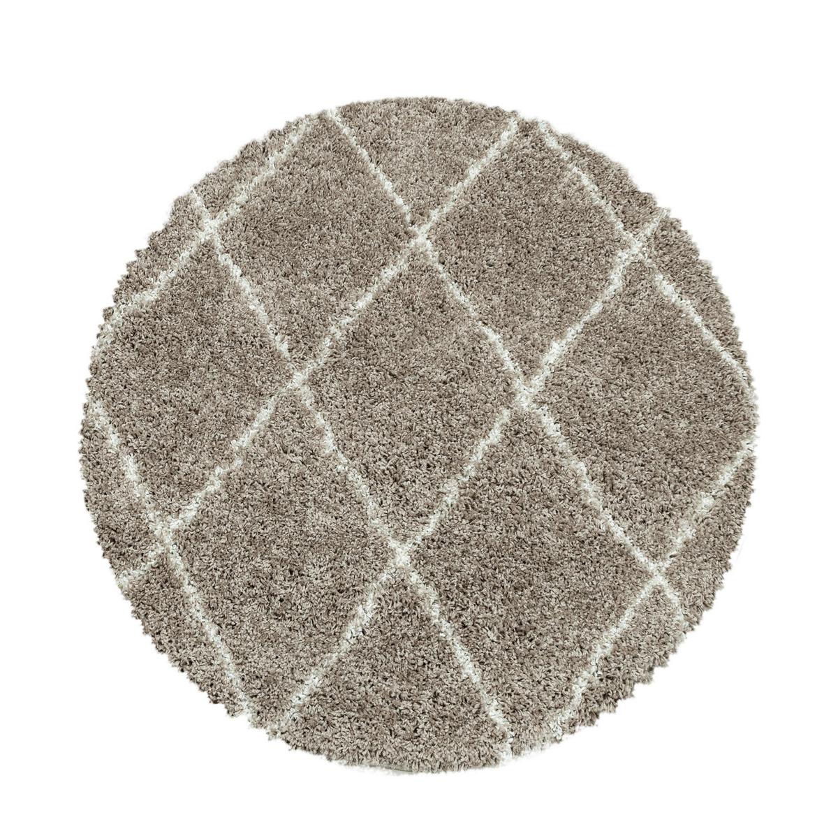 Hochflor Teppich Beige Alvor Rund Ø 80 cm - Beige, Basics, Textil (80cm)