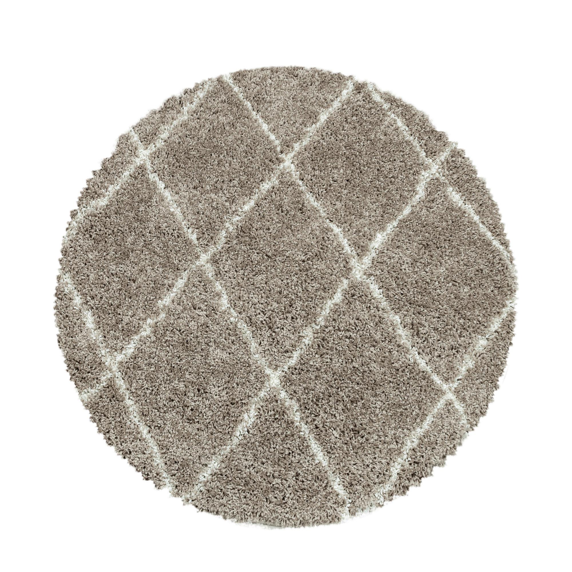 Hochflor Teppich Beige Alvor Rund ⌀ 200 cm
