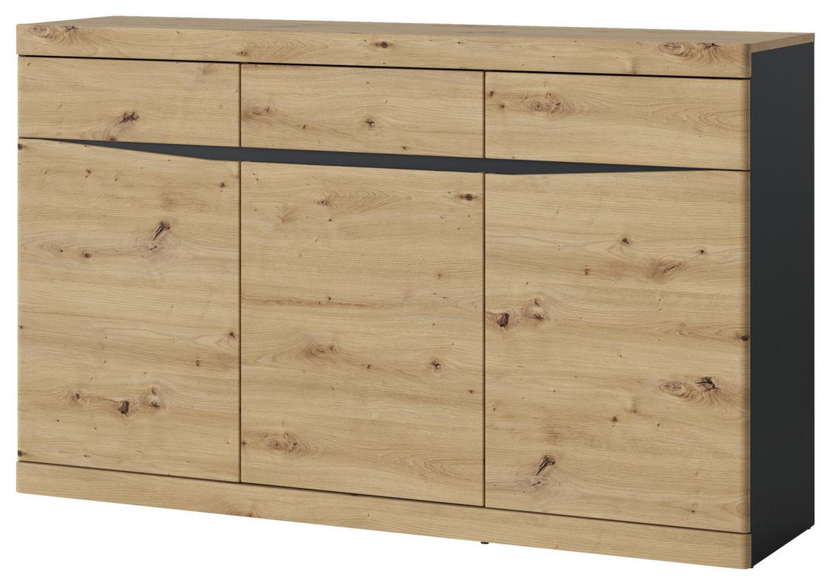 Kommode Turino Eiche Artisan Anthrazit B: 150cm - Anthrazit/Eiche Artisan, Trend, Holzwerkstoff (150/92,1/39,9cm)