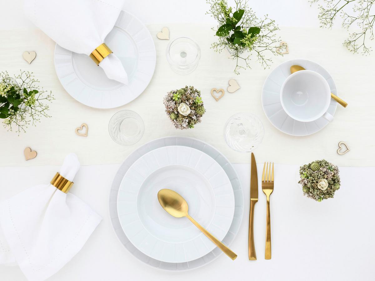 Kombiservice Porzellan 6 Personen Geschirr Set - Weiß, Basics, Keramik - Creatable