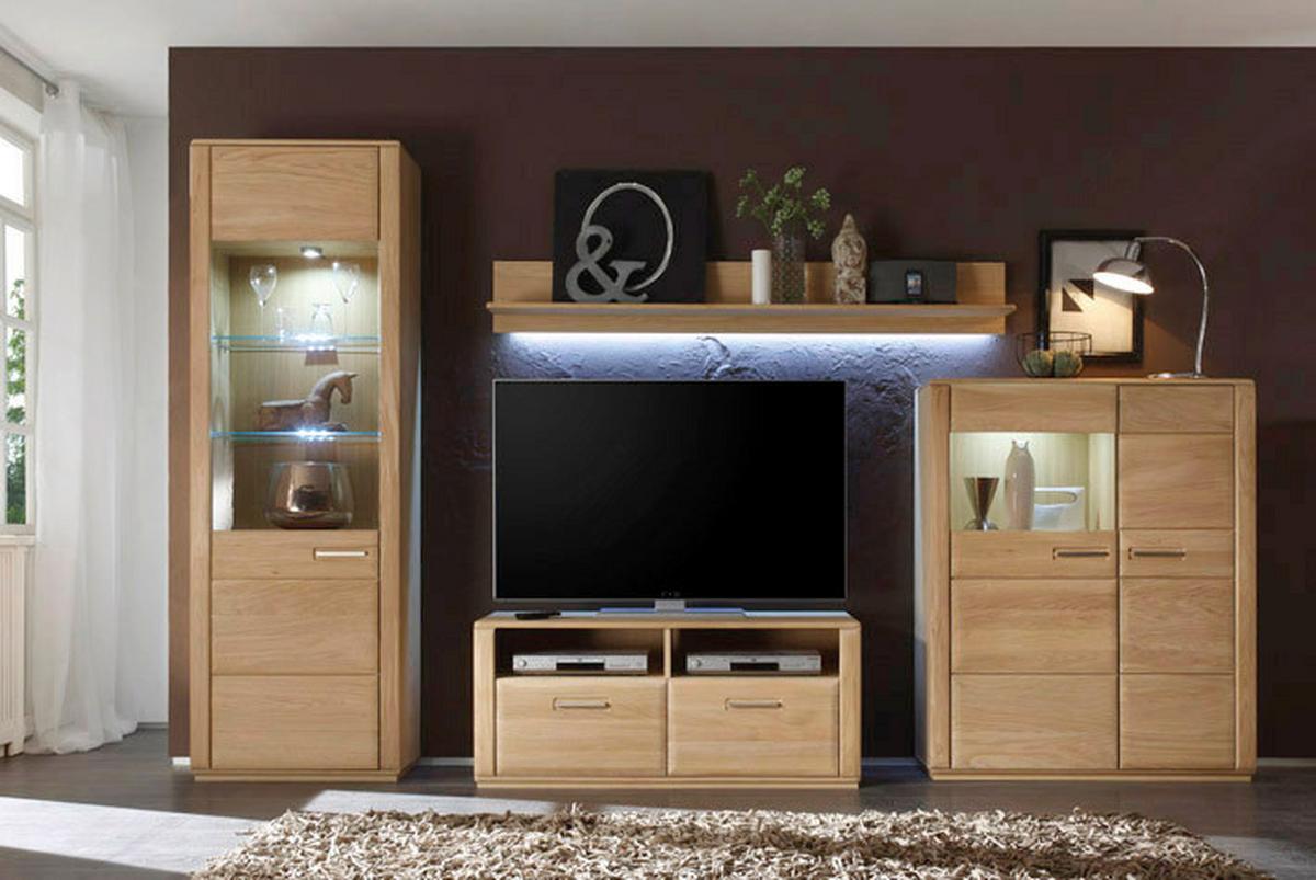 Wohnkombination 4-Tlg. Sena Eichefarben - Eichefarben, Design, Glas/Holz (319/209/51cm) - Livetastic