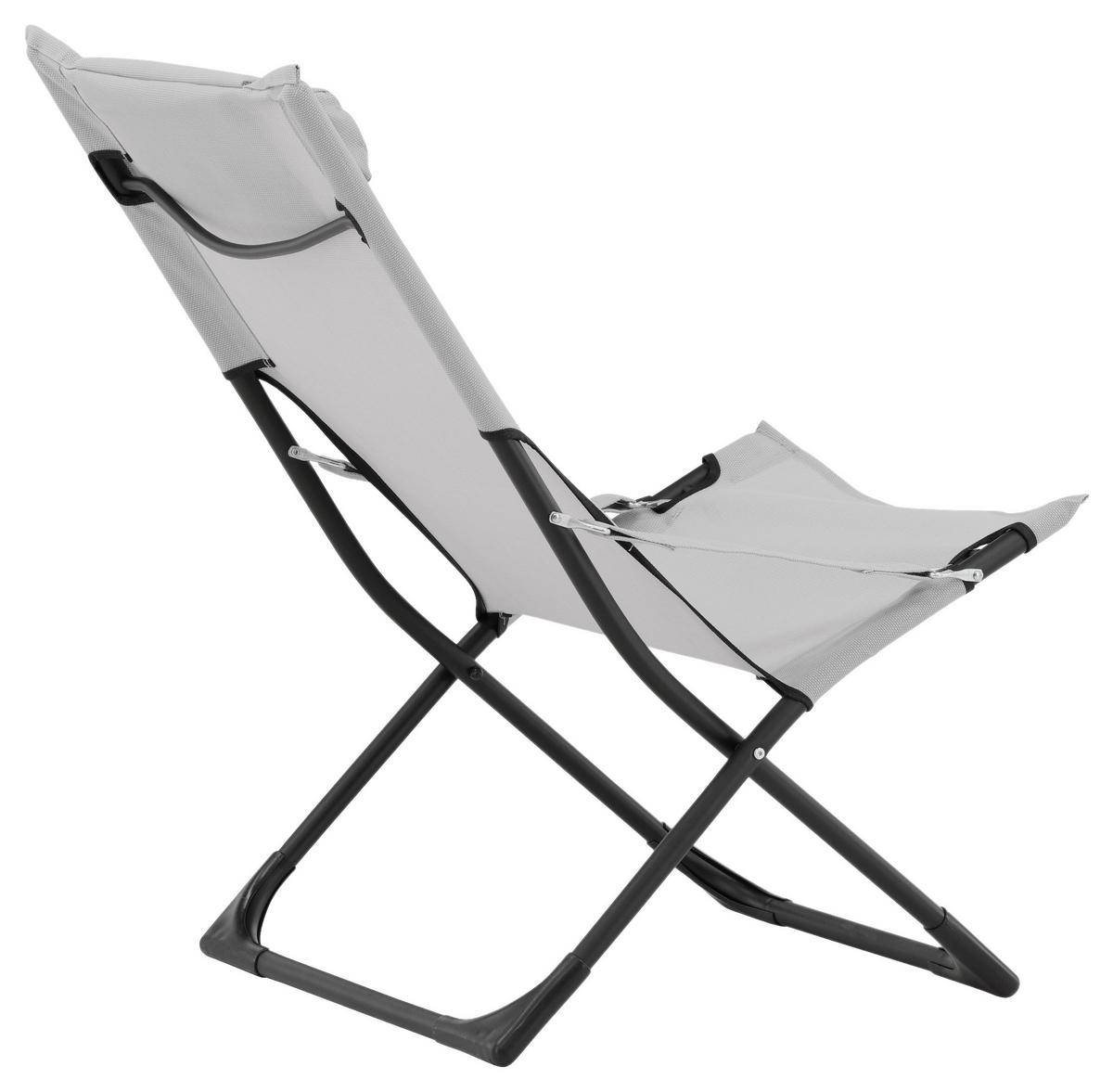 Strandsessel Seville Metall, Textil - Schwarz/Grau, KONVENTIONELL, Textil/Metall (63/89/84cm) - Gardenson
