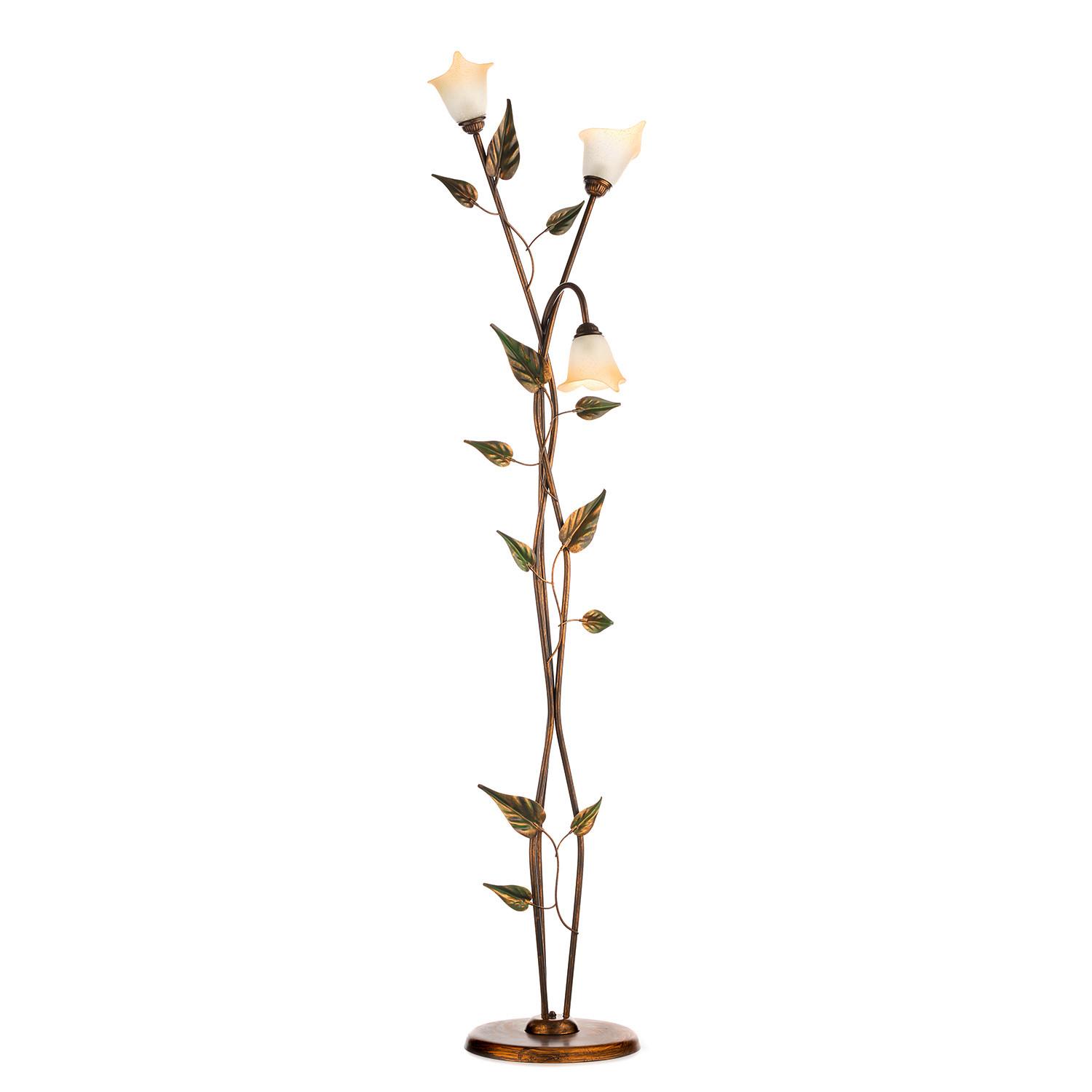 Stehleuchte 4620/pt3 - Bronzefarben/Olivgrün, Natur, Glas/Metall (55/175cm)