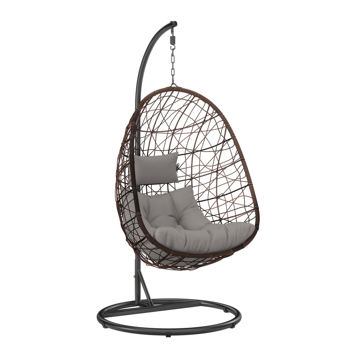 ZÁVĚSNÉ KŘESLO KRETA - černá/světle šedá, Basics, kov/textil (95/195/95cm) - Mömax