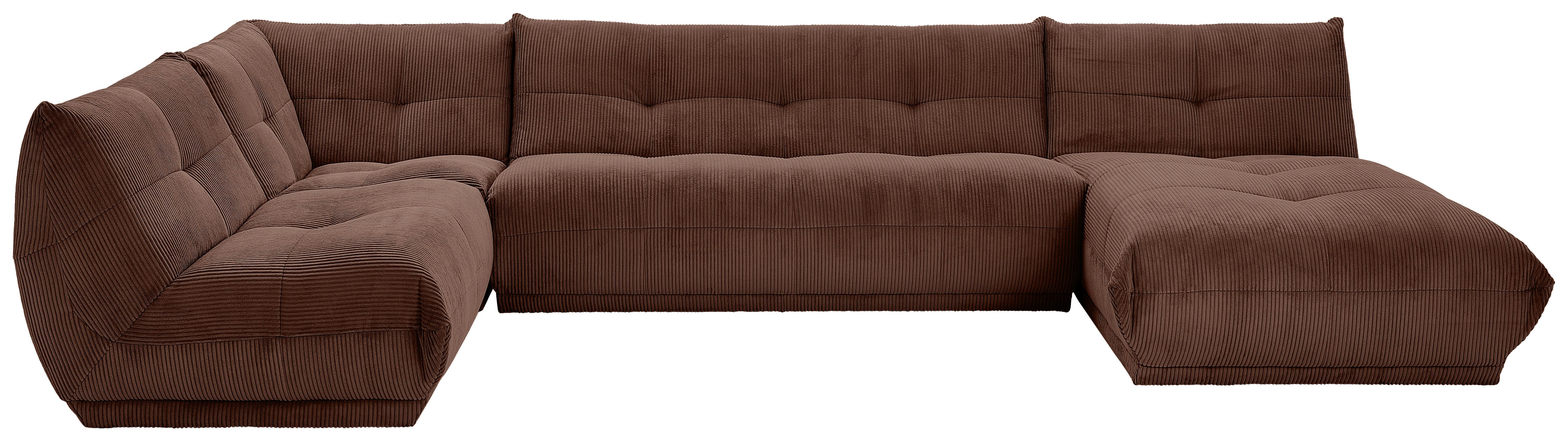 Wohnlandschaft Giselle Braun Cord - Braun, Trend, Textil (210/390/185cm) - Livetastic