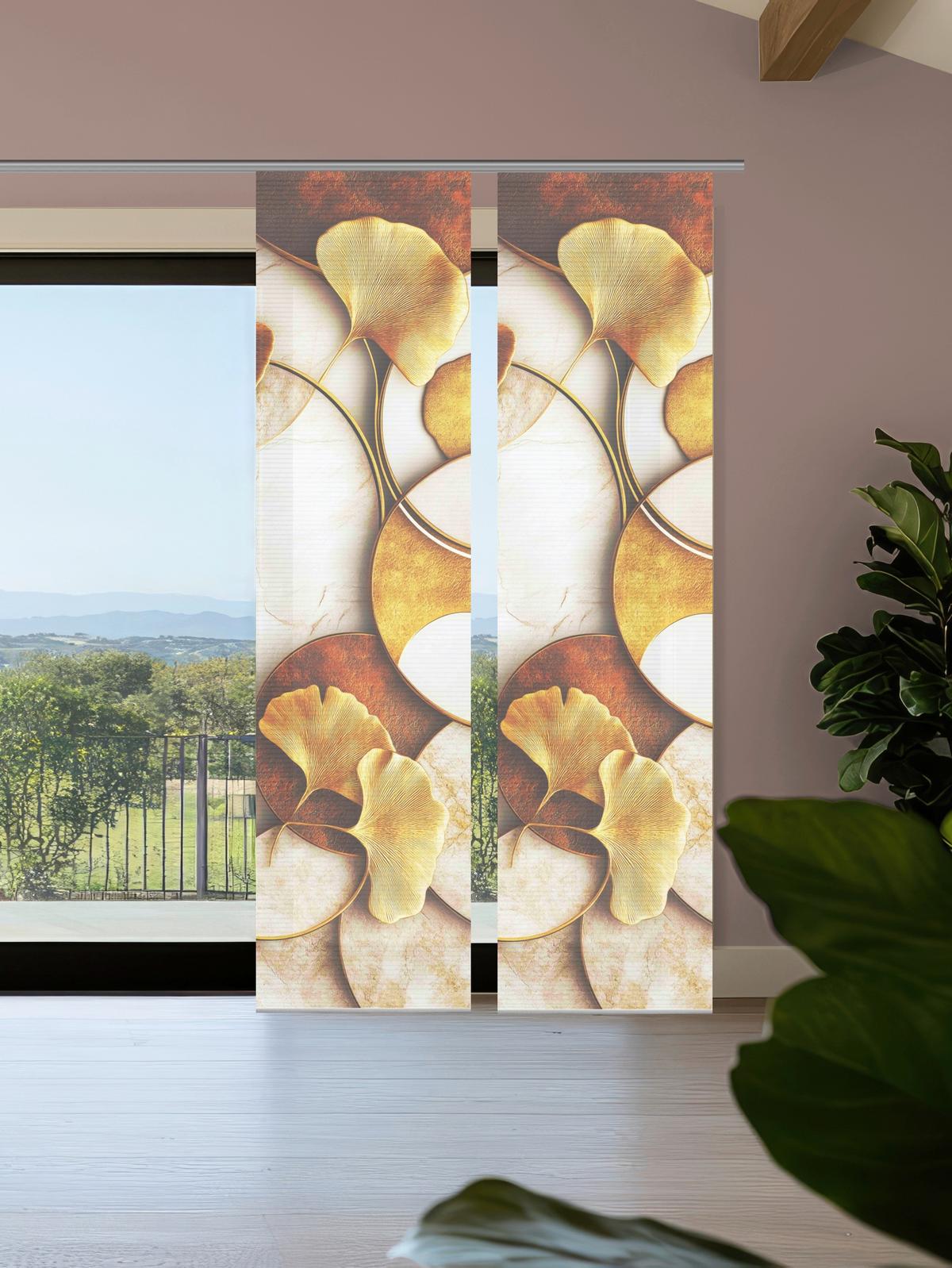 Flächenvorhang Storm 2er Set - Cognac/Goldfarben, Natur, Textil (60/245cm)