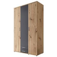 Skříň s otočnými dveřmi PAUL š.120cm, dub Artisan/grafit - bílá/barvy grafitu, Romantický / Rustikální, kompozitní dřevo/plast (119,6/196,3/53,5cm)