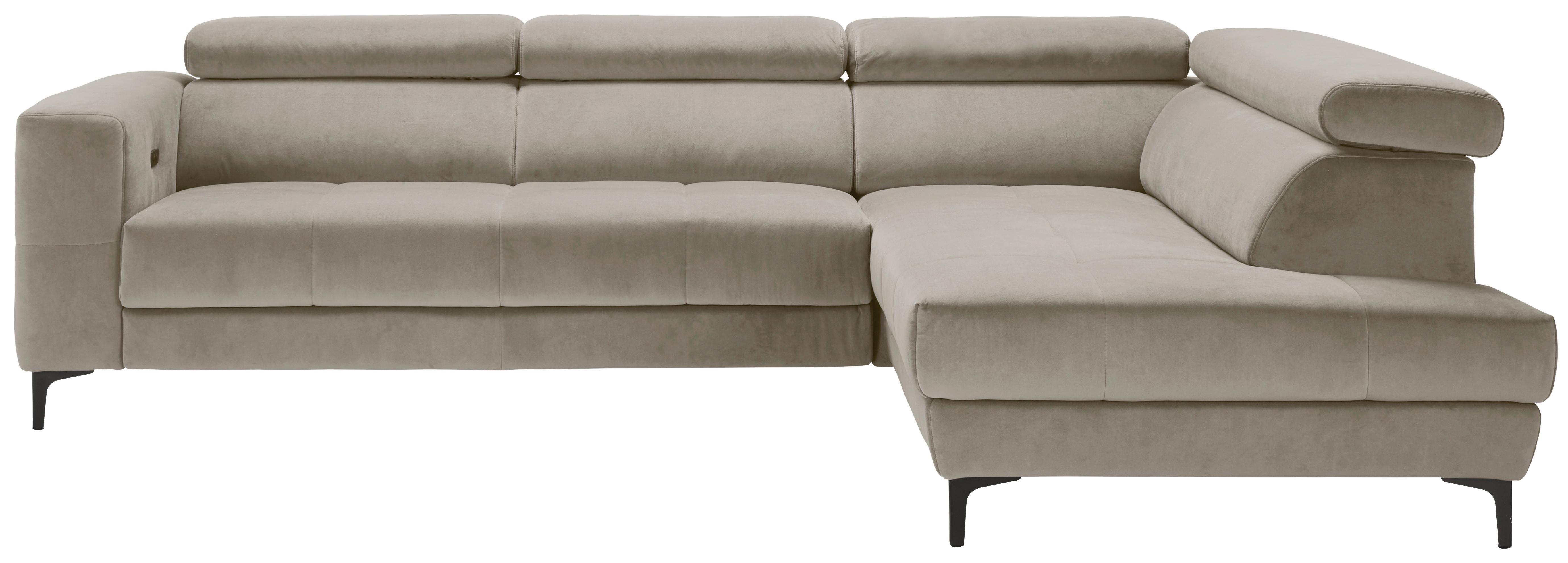 Rohová sedačka EMMA, pravá, béžová,op.hl.,USB,el.výsuv - černá/béžová, Moderní, textil (301/210cm) - Premium Living