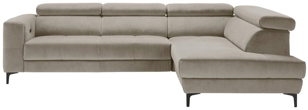 Rohová sedačka EMMA, pravá, béžová,op.hl.,USB,el.výsuv - černá/béžová, Moderní, textil (301/210cm) - Premium Living