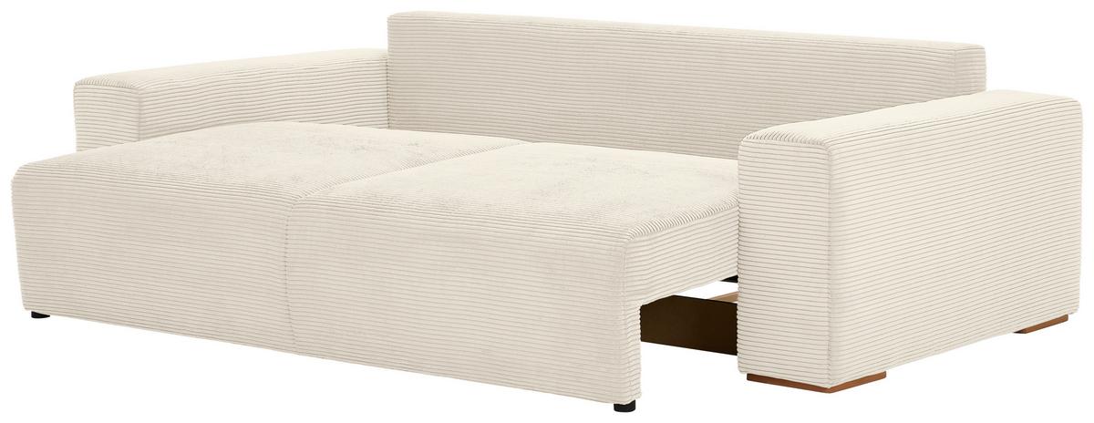 Schlafsofa Vouge Creme Bettkasten, B: 255 Cm - Buchefarben/Creme, KONVENTIONELL, Textil (255/86/123cm) - Livetastic