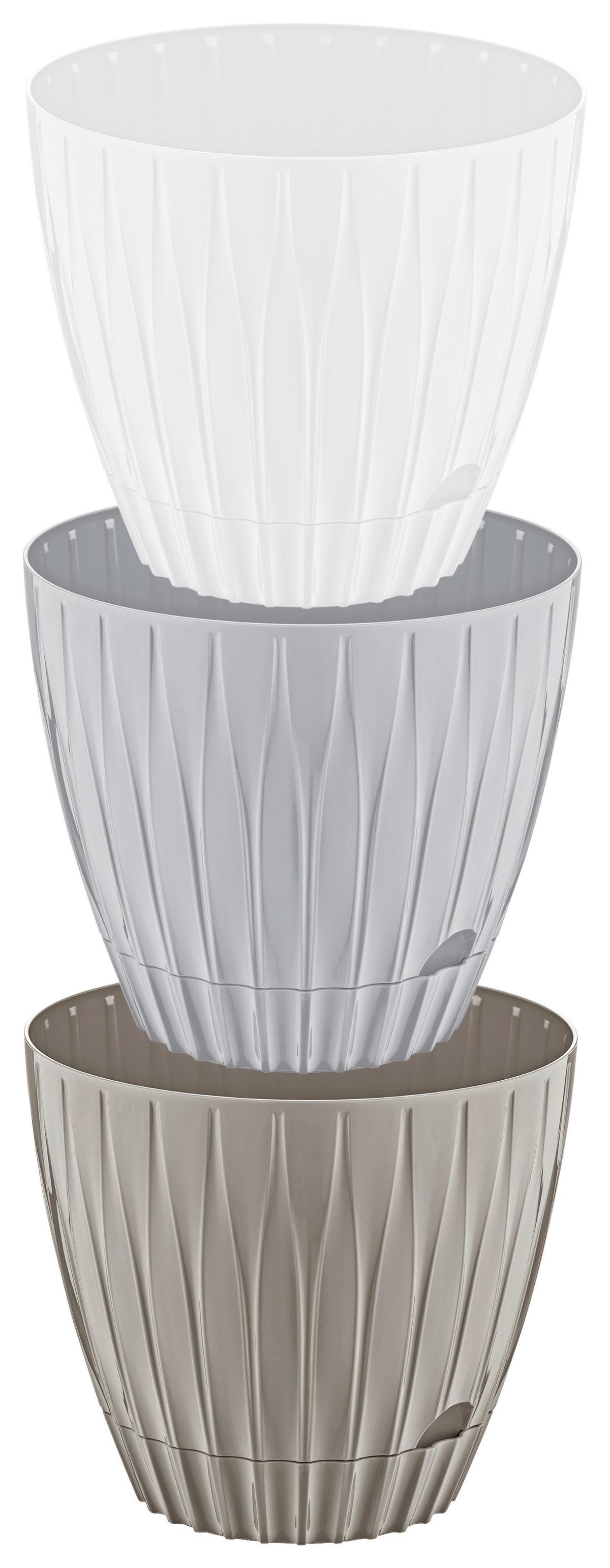 Blumentopf Jessica - Hellbraun/Hellgrau, KONVENTIONELL, Kunststoff (17/15cm) - Luca Bessoni