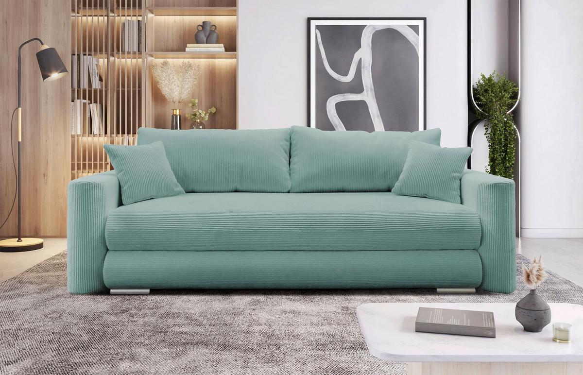 Schlafsofa Ralf Hellblau B: 232 cm - Silberfarben/Hellblau, Design, Textil (232/88/105cm) - MID.YOU