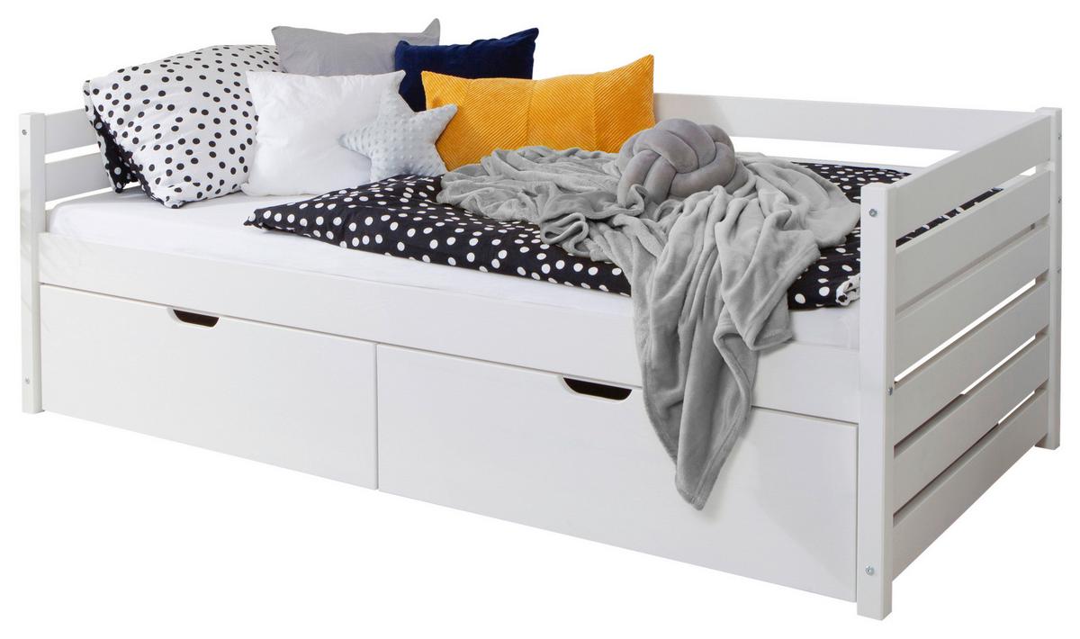 Stauraumbett Naomi - Weiß, MODERN, Holz (90/200cm) - MID.YOU