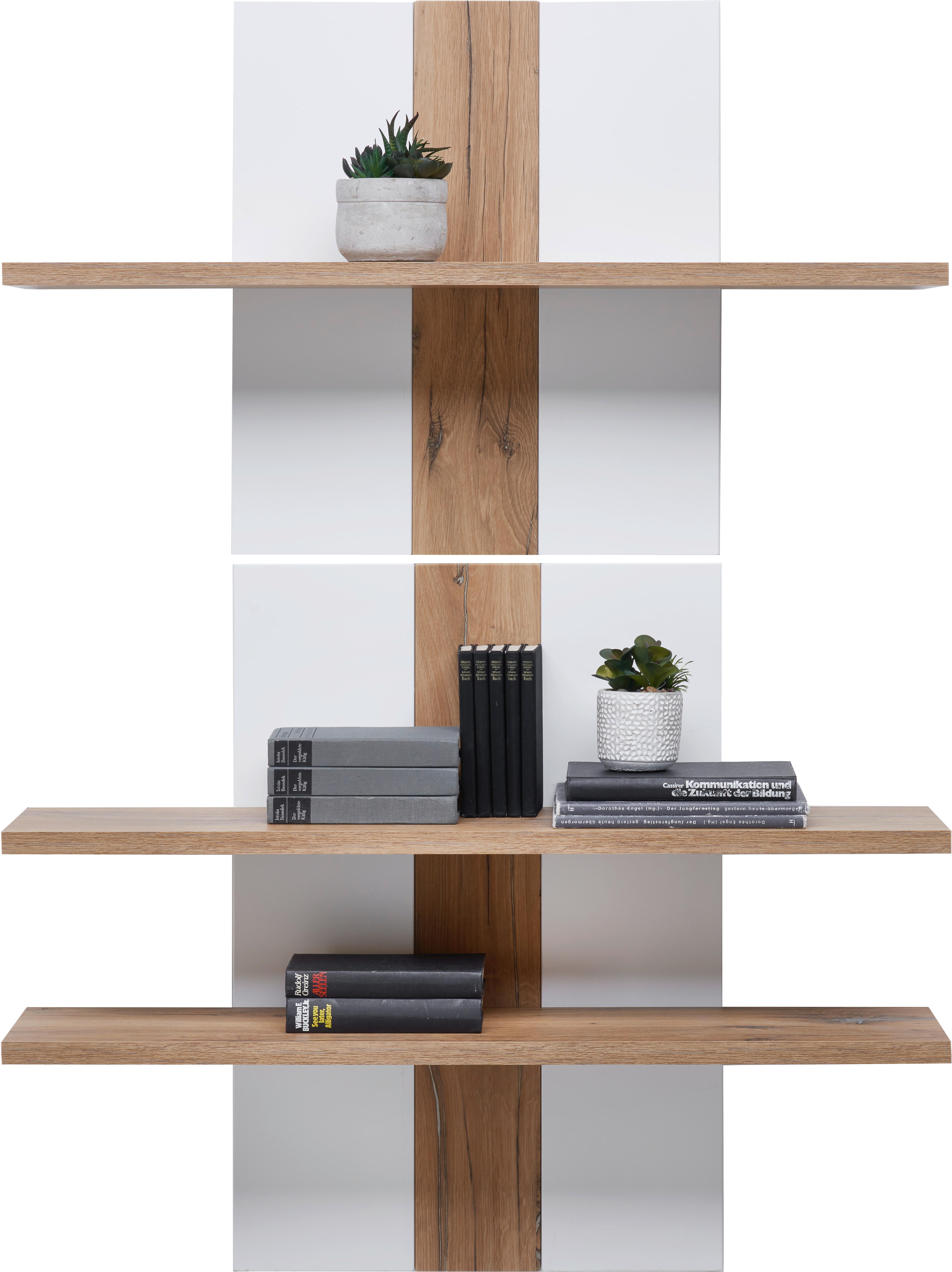 Falipolc Auris - égerszínű/fehér, Modern, faalapú anyag (100/143/25cm) - Luca Bessoni