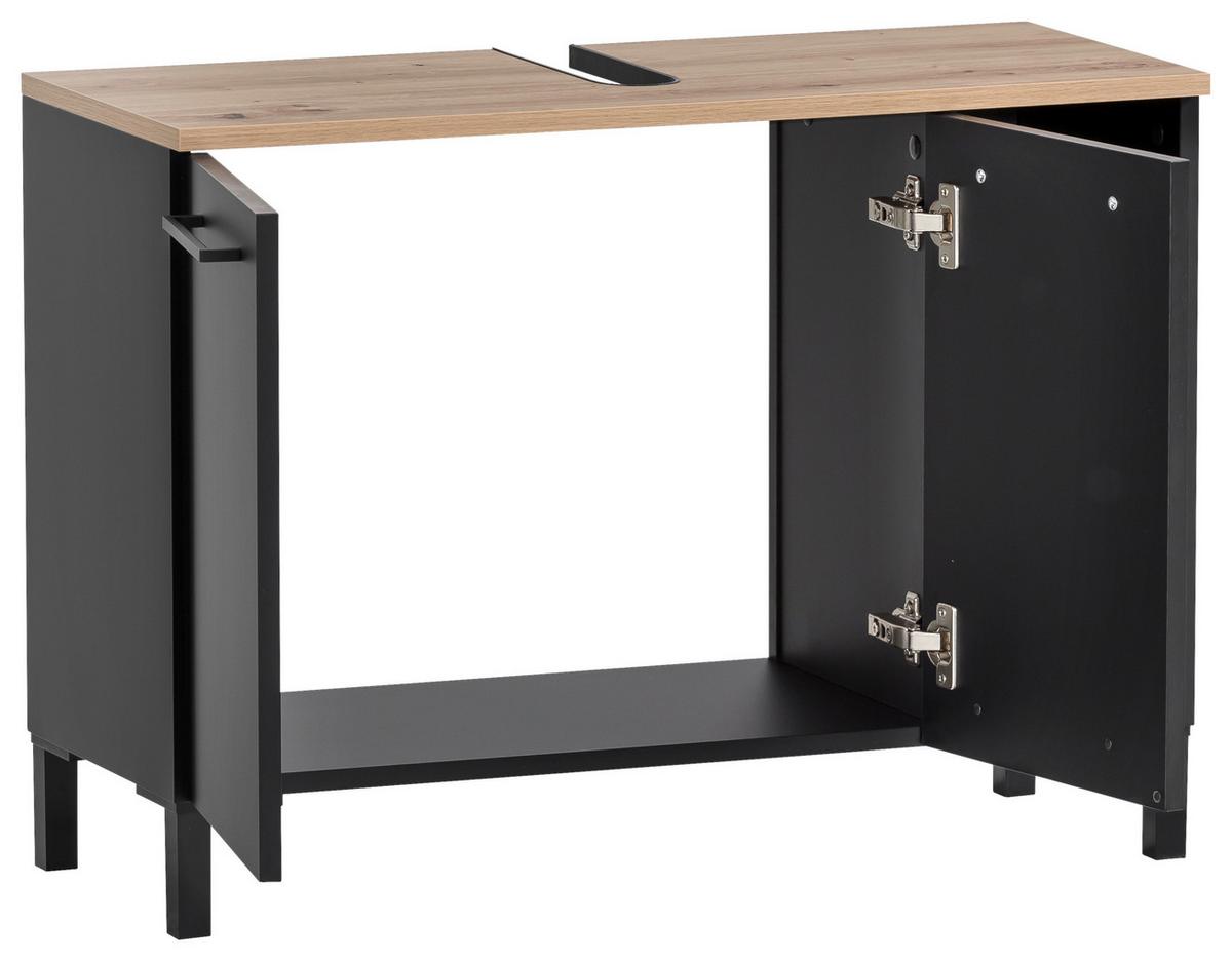 Waschbeckenunterschrank Malte Wbu 800 - Schwarz/Eiche Artisan, MODERN, Holzwerkstoff (79,8/58,3/32cm) - MID.YOU