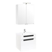 Badmöbel-set 3-tlg. Inkl. Led Siena B: 60cm, Weiß+anthrazit - Anthrazit/Weiß, MODERN, Holzwerkstoff/Stein (60cm) - Held