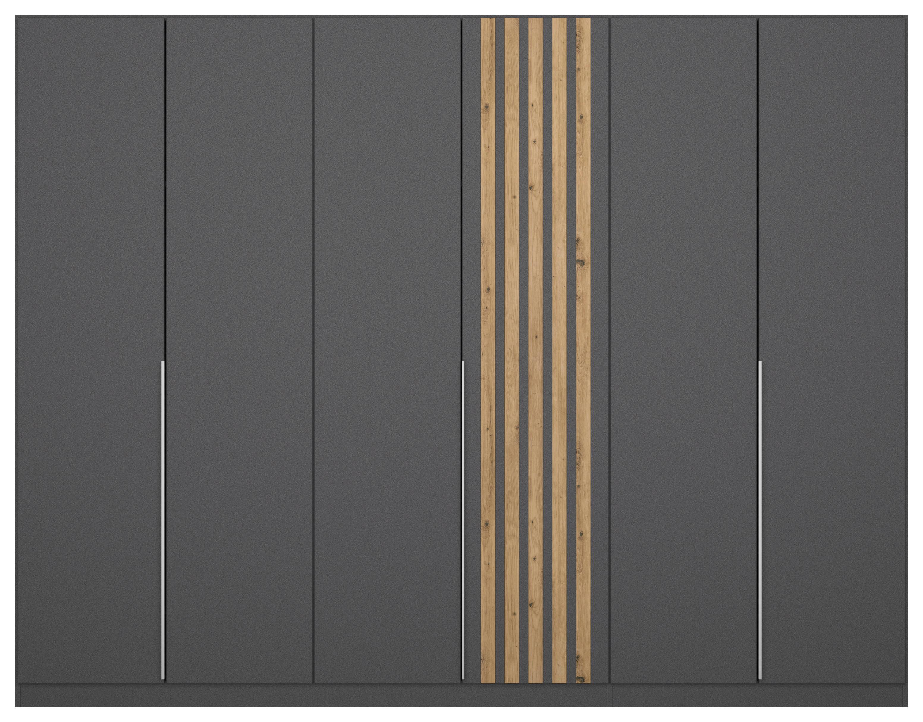 Drehtürenschrank B: 271 cm Lamella Grau/Eiche Dekor - Eiche Artisan/Grau, MODERN, Holzwerkstoff (271/210/54cm) - Rauch Möbel