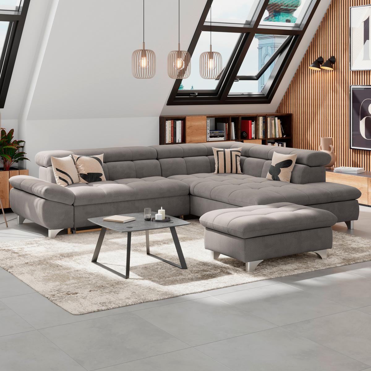 Hocker Gemini Braun, B: 108cm - Chromfarben/Braun, KONVENTIONELL, Textil (108/46/108cm)