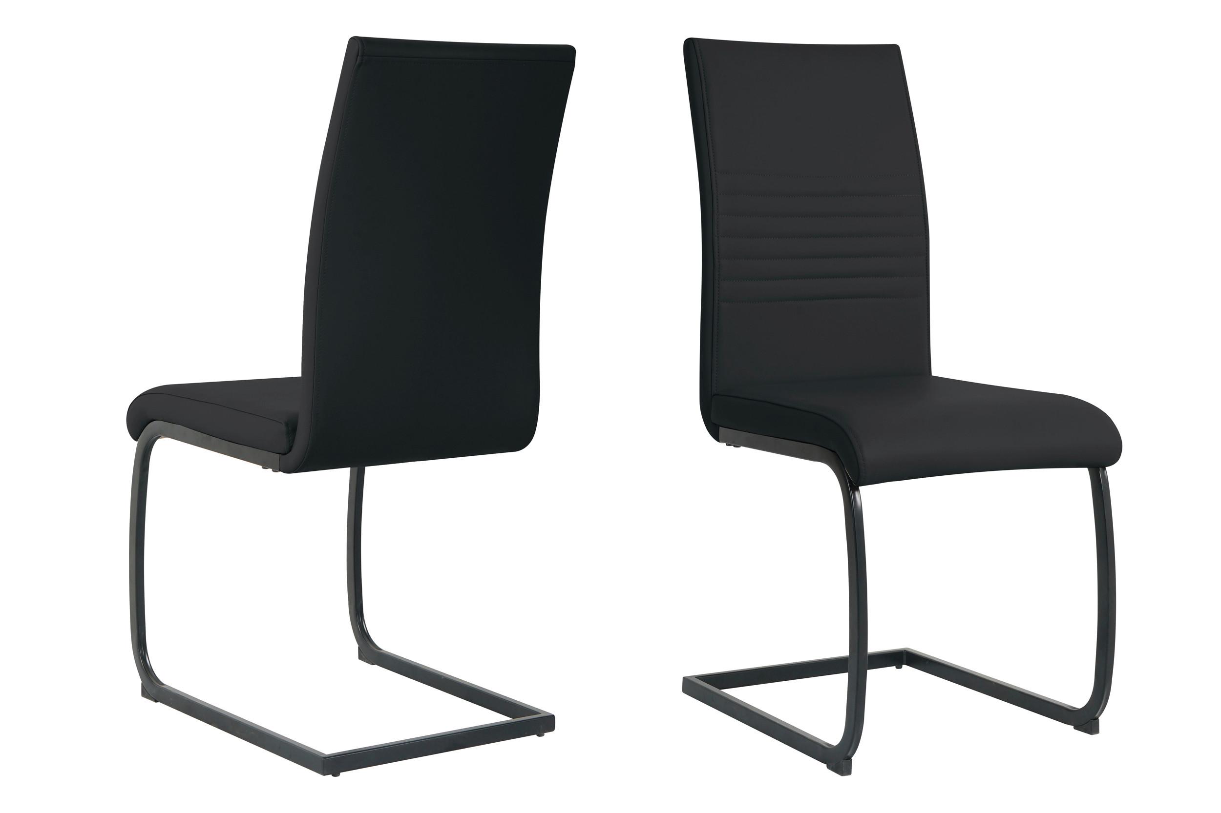 Stuhl-set Lederlook Schwarz, B: 42cm - Schwarz, Design, Kunststoff/Textil (42/97/59cm) - Livetastic