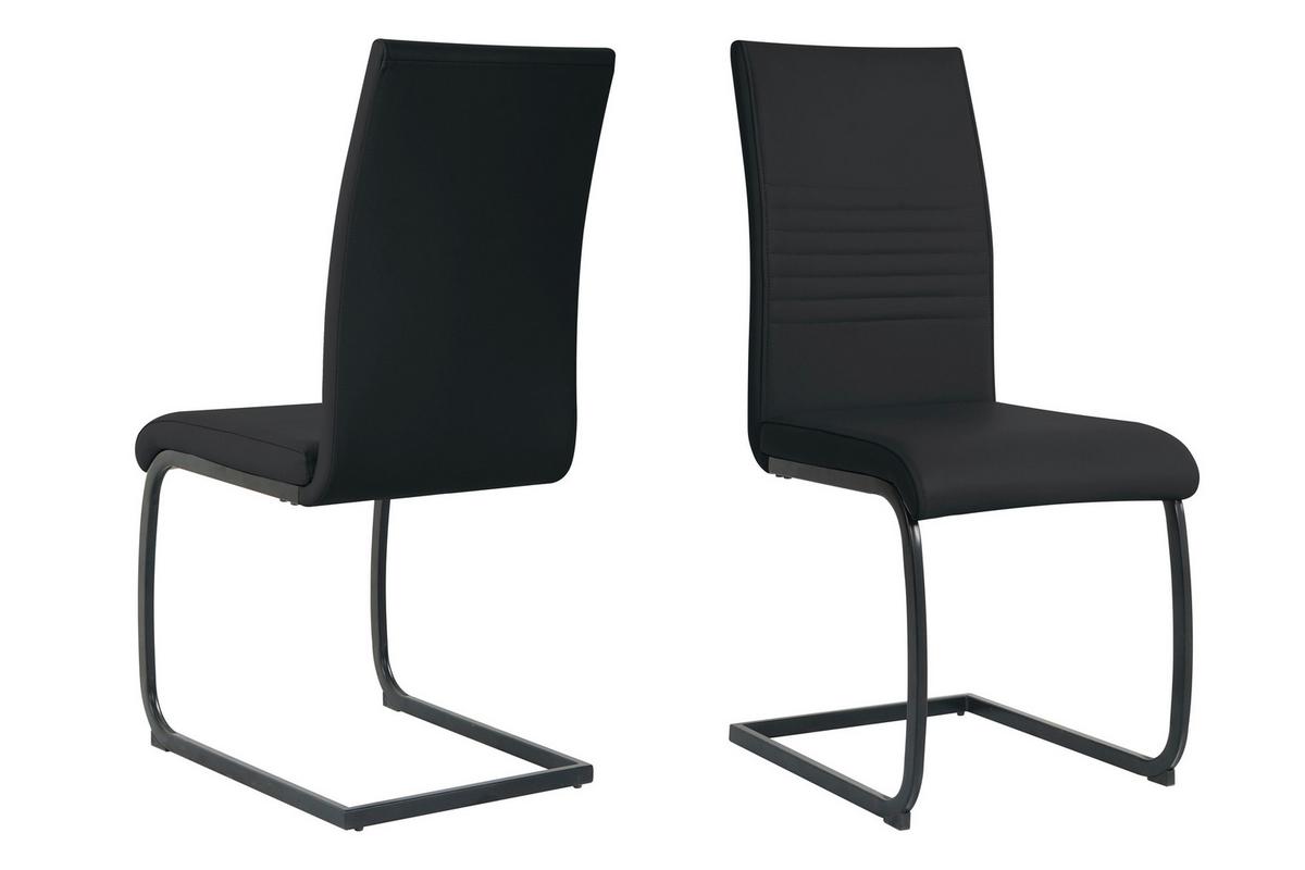 Stuhl-set Lederlook Schwarz, B: 42cm - Schwarz, Design, Kunststoff/Textil (42/97/59cm) - Livetastic