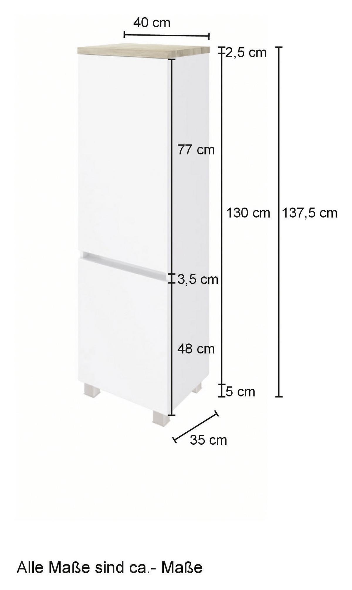 Midischrank Pienza B: 40 cm Eiche Wotan Dekor - Silberfarben/Eiche Wotan, MODERN, Holzwerkstoff (40/133/35cm) - Held