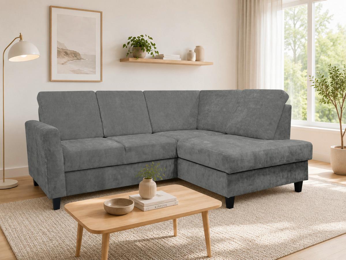 Rohová sedačka ALTON, pravá, sivá ženilka - sivá, Konventionell, drevo/textil (211/166cm)