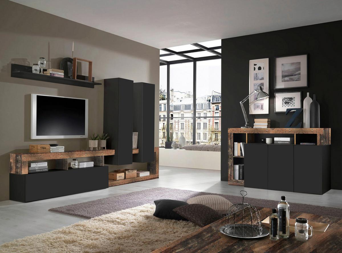 Komód Dallas 3 146/93 Cm - antracit, Konventionell, faalapú anyag (146/93/42cm)