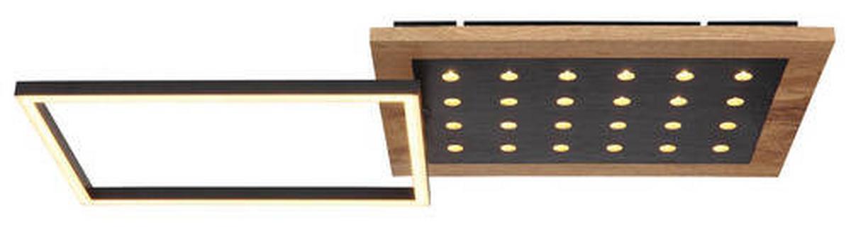 LED-Deckenleuchte 67267-24 - Dunkelbraun/Opal, Natur, Holzwerkstoff/Kunststoff (63,5/27/8,5cm) - Globo
