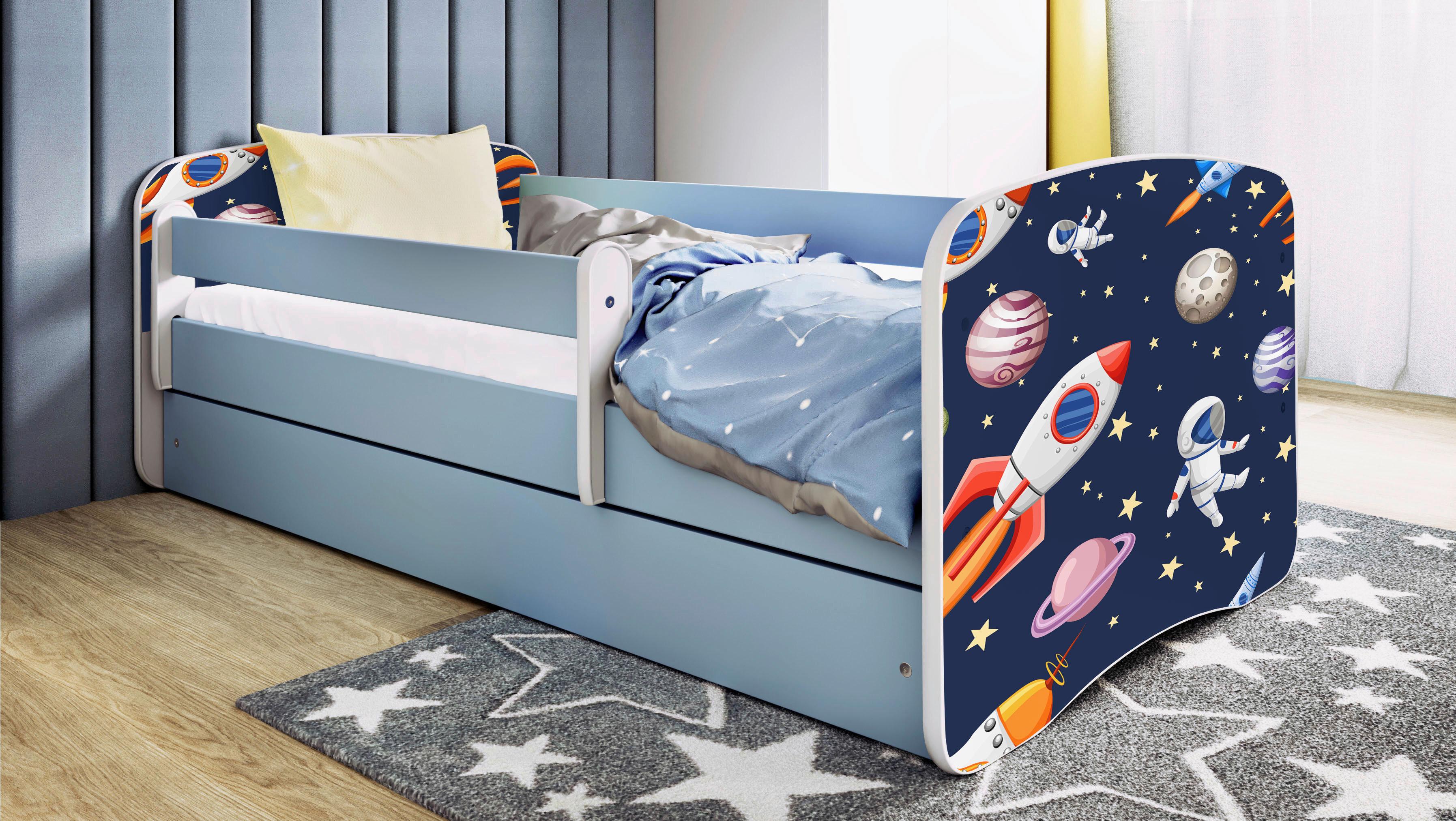 Kinder-/Juniorbett Babydreams inkl. Matratze 80x160 - Blau/Birkefarben, MODERN, Holz/Holzwerkstoff (80/160cm) - MID.YOU