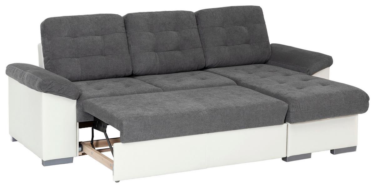 Eckschlafsofa Australia Creme/dunkelgrau S: 232x148 Cm - Dunkelgrau/Creme, MODERN, Textil (232/148cm) - MID.YOU