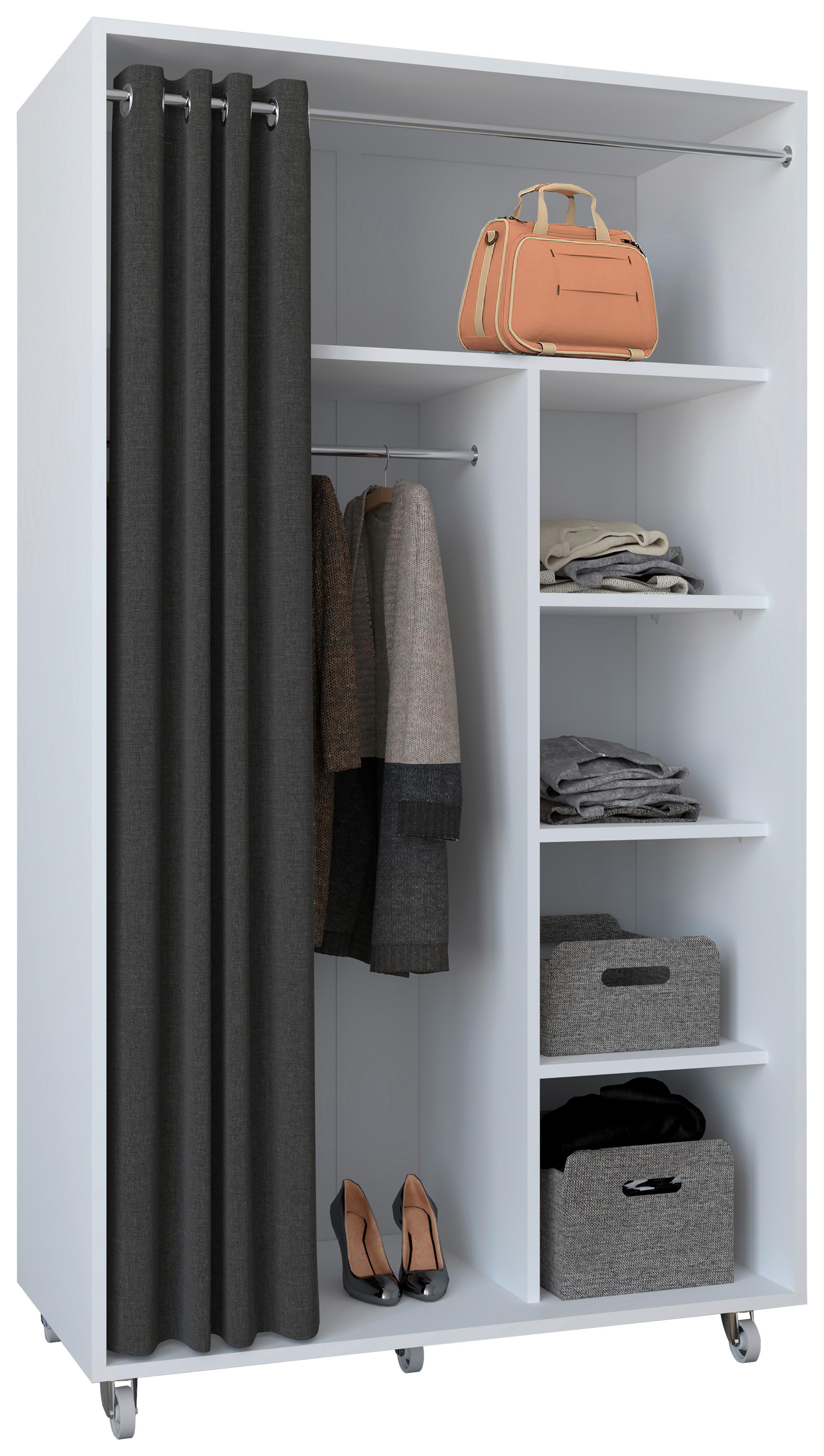 Kleiderschrank Ostila Weiß B: 101 cm - Weiß/Grau, Design, Holzwerkstoff/Kunststoff (101/175/51cm) - MID.YOU