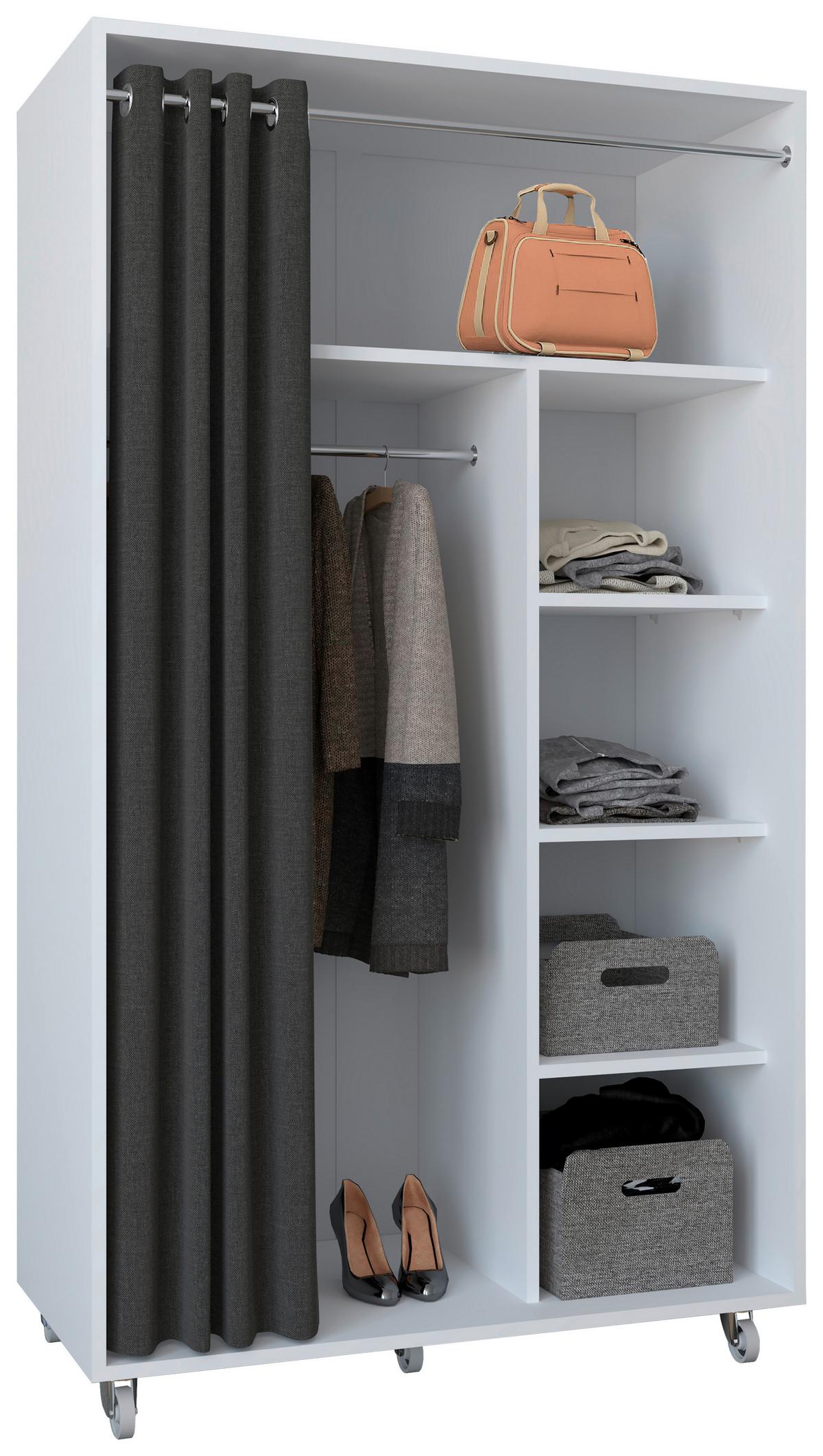Kleiderschrank Ostila Weiß B: 101 cm - Weiß/Grau, Design, Holzwerkstoff/Kunststoff (101/175/51cm) - MID.YOU