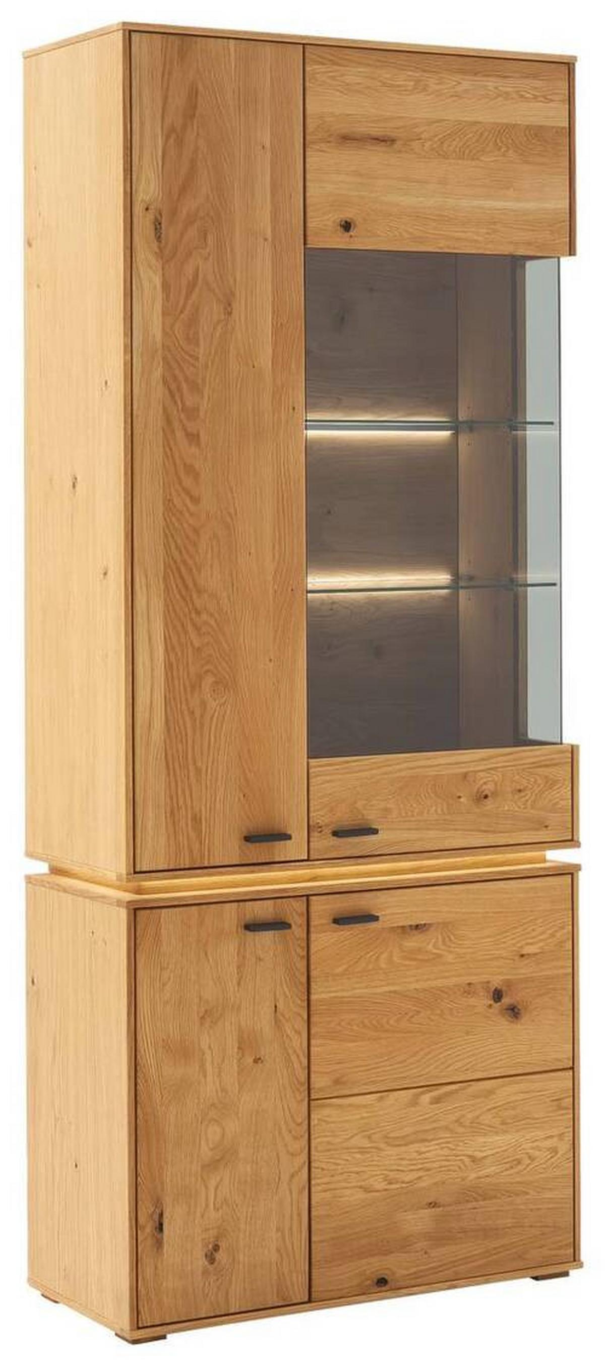 Vitrine Como B: 83 cm mit Beleuchtung Eichefarben - Wildeiche, Natur, Glas/Holz (83/202/38cm) - MID.YOU