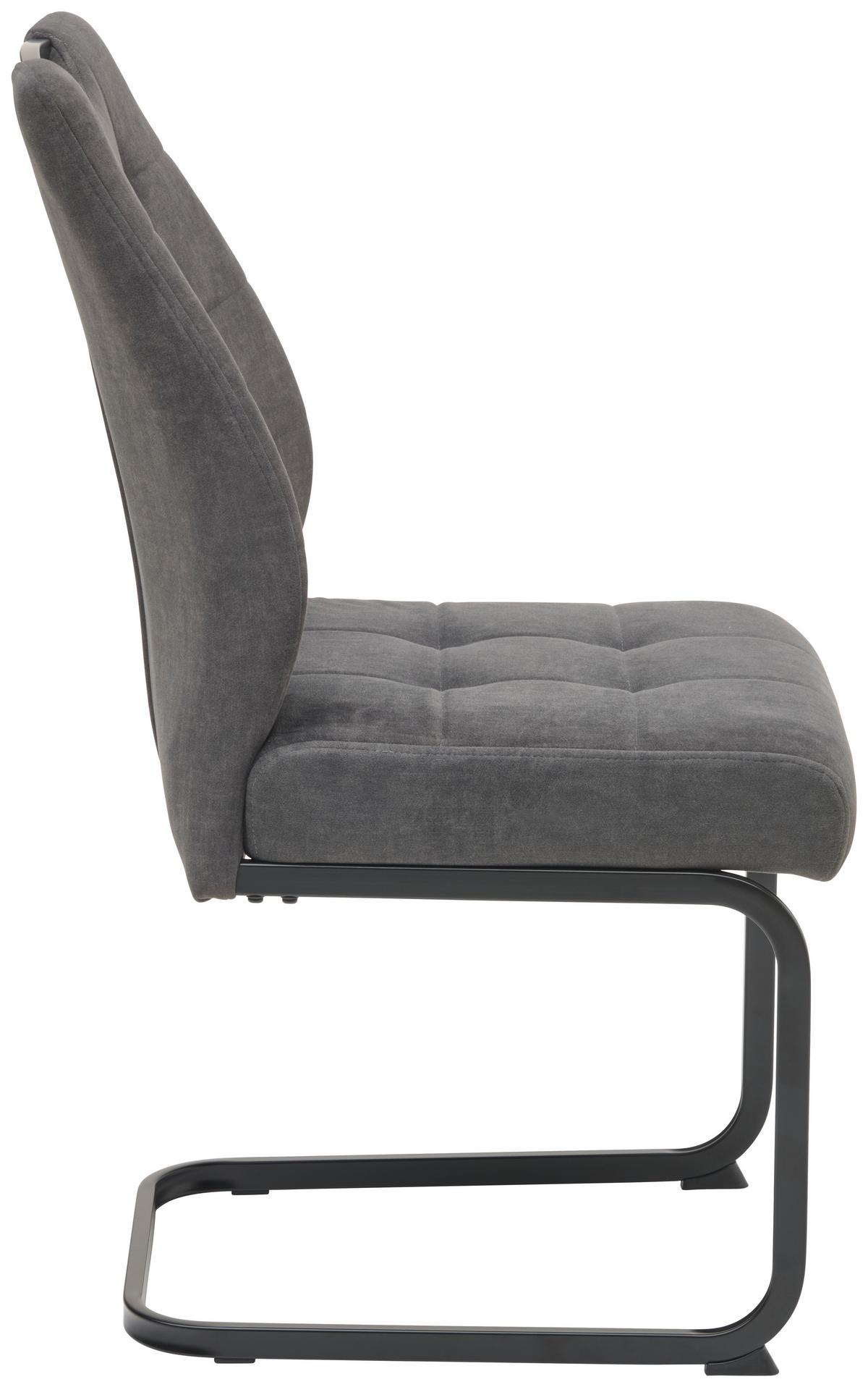 Schwingstuhl Felice Webstoff Grau, B: 46 Cm - Schwarz/Grau, KONVENTIONELL, Textil/Metall (46/96/61,5cm) - MID.YOU