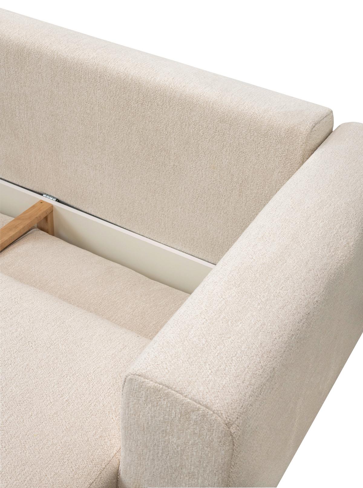Rohová sedačka VENI, ľavá, béžová žinylka - černá/béžová, Moderní, kov/textil (210/272cm)