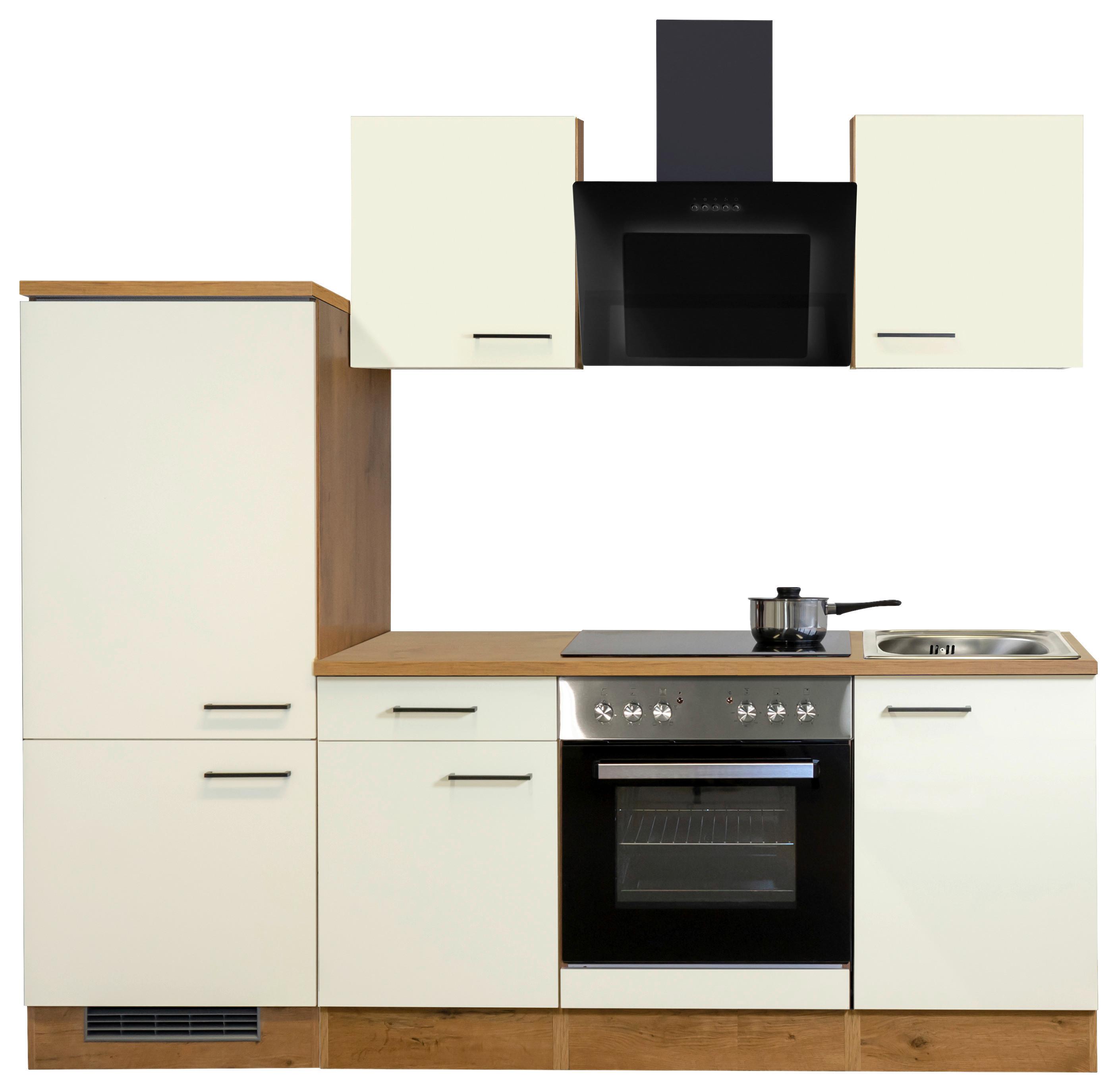 Küchenblock Avila Eichefarben/Magnolie B: 220 cm - Eichefarben/Magnolie, MODERN, Holzwerkstoff (220cm) - FlexWell