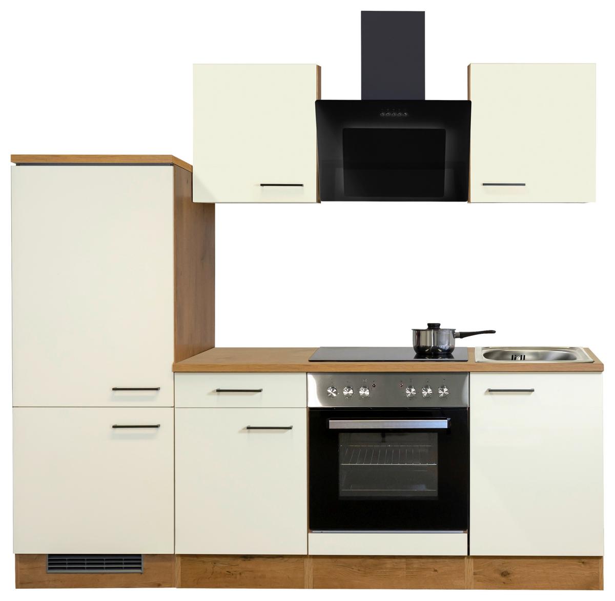 Küchenblock Avila Eichefarben/Magnolie B: 220 cm - Eichefarben/Magnolie, MODERN, Holzwerkstoff (220cm) - FlexWell